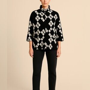 Host Pick♦️Black and White Plaid 3/4 Sleeve Coat